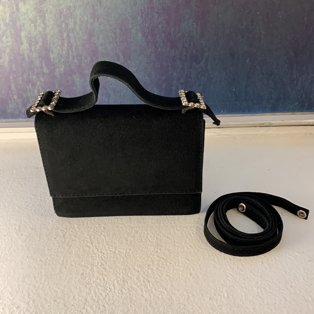 Black suede evening purse